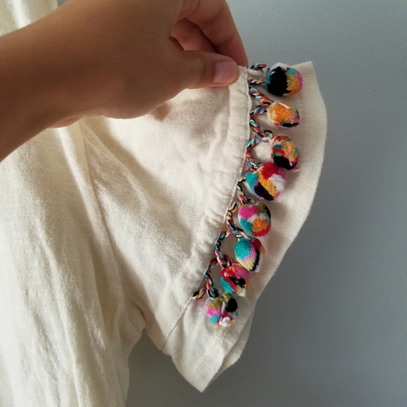 Anthropologie Lilka Cream Pom Pom Tee - Picture 5 of 9